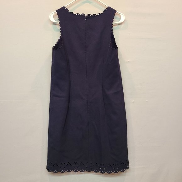 J Crew Dress Laser Cut Out Blue Scalloped Shift Mini Womens 4 - Picture 4 of 7